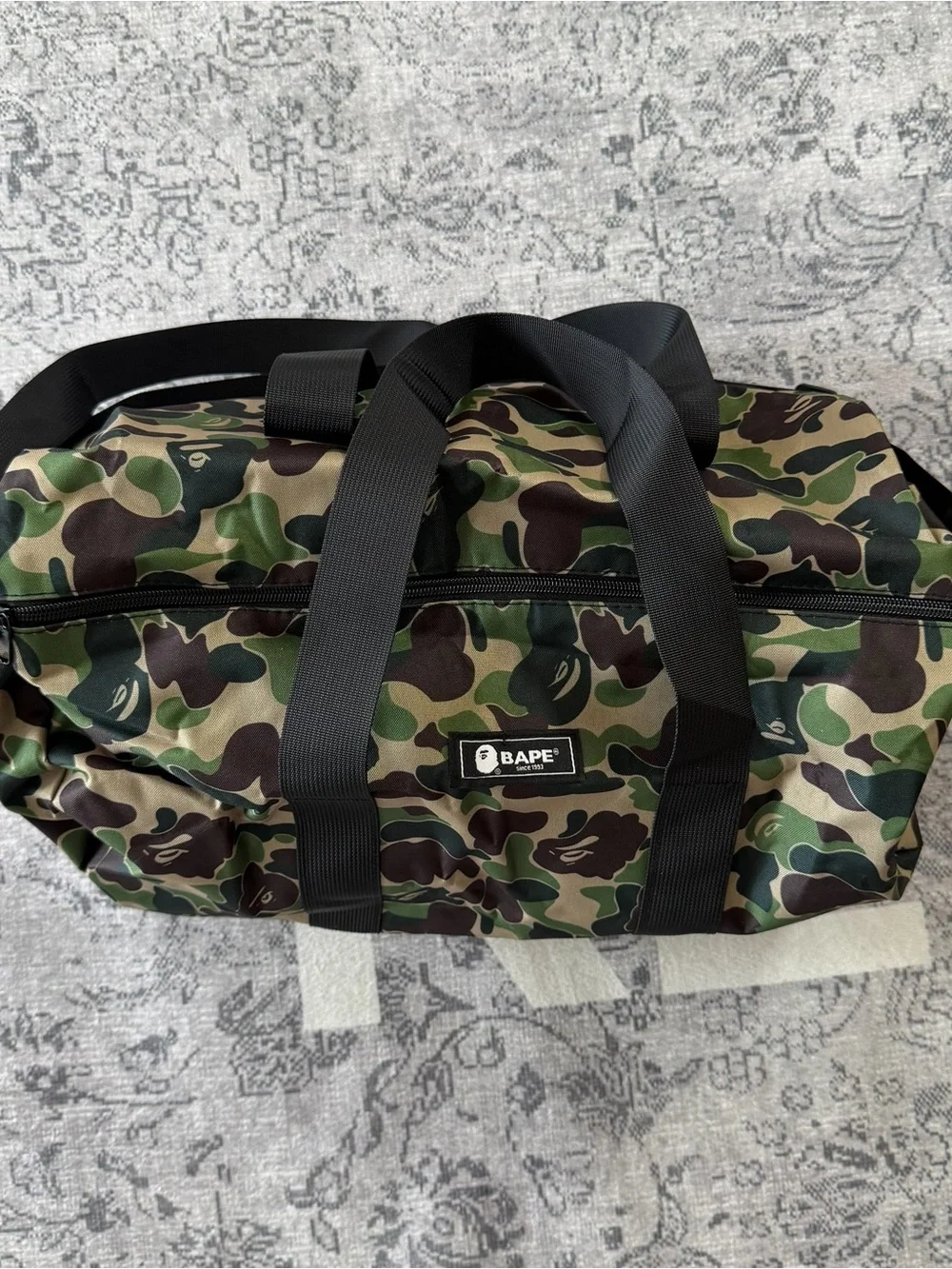 Bape Green Camo Duffel with Black Straps